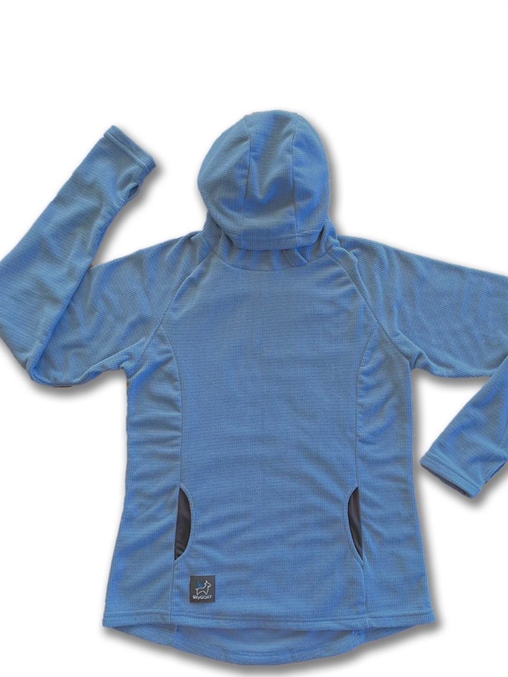 Women’s SkyGoat Microgrid Fleece Camp Hoodie Blue Small